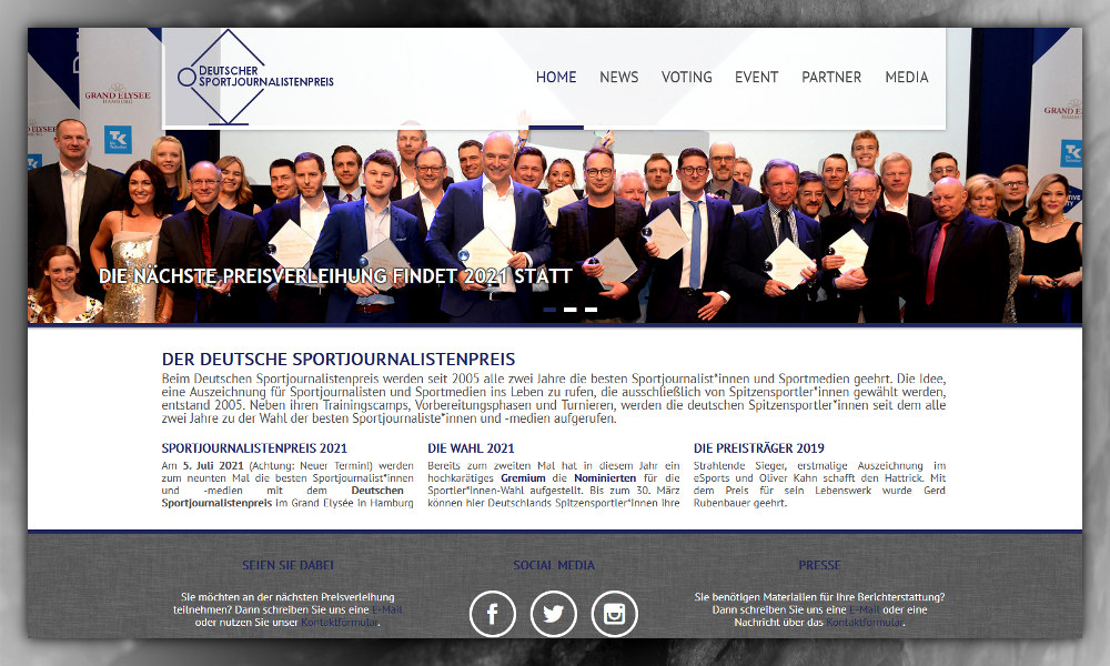 Internetauftritt · Responsive Webdesign, CMS, SEO & Webhosting: www.sportjournalistenpreis.de